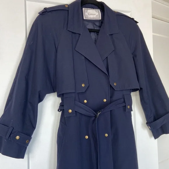 Vintage Navy Trench Coat Size 7/8 - Picture 9 of 10